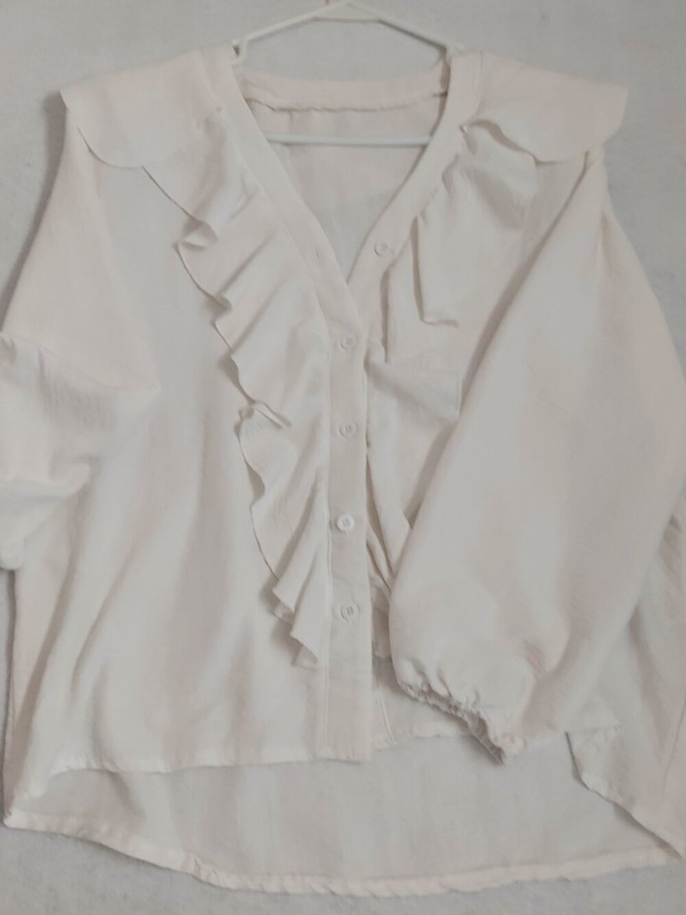 White Boho Ruffle Blouse Lightweight Western Romantic Top